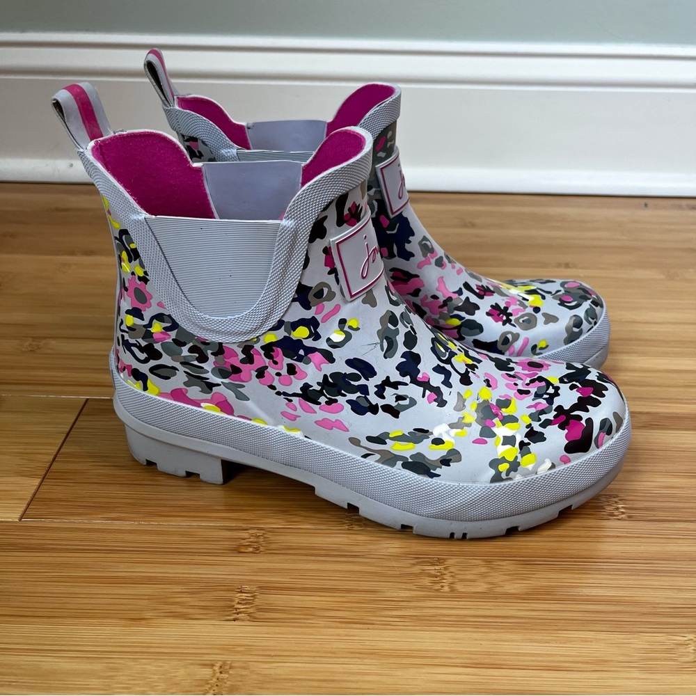 Joules Wellibob Colorful Leopard Print Rain Boots - size 6 - Picture 9 of 13